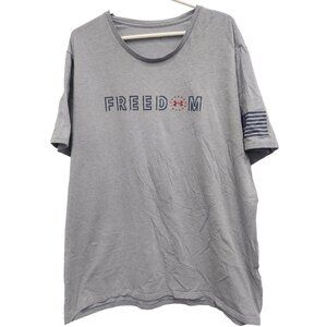 Under Armour Heatgear Mens T-Shirt 2XL Gray Freedom American Flag Short Sleeve